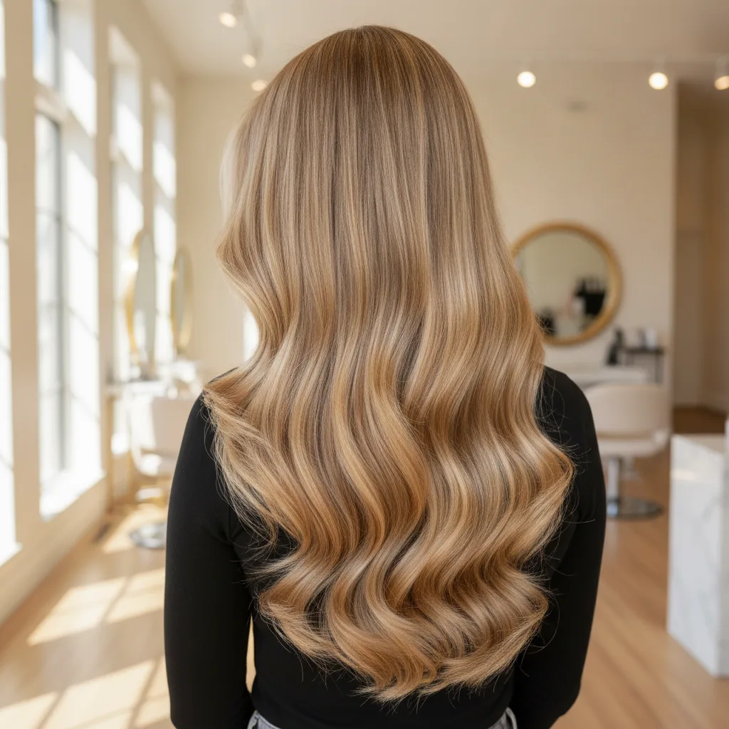 Balayage na dugoj kosi s mekim valovima